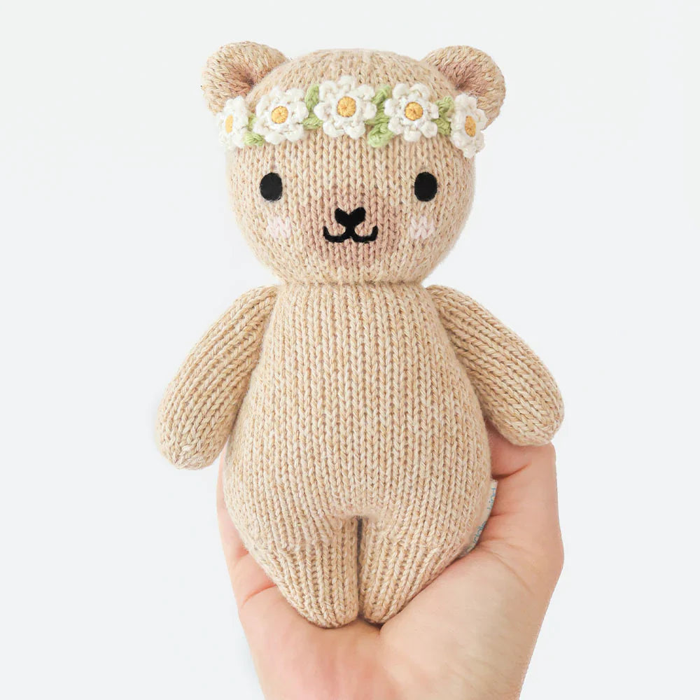 Baby honey bear (ivory floral) - Cuddle+Kind Baby Animal Collection