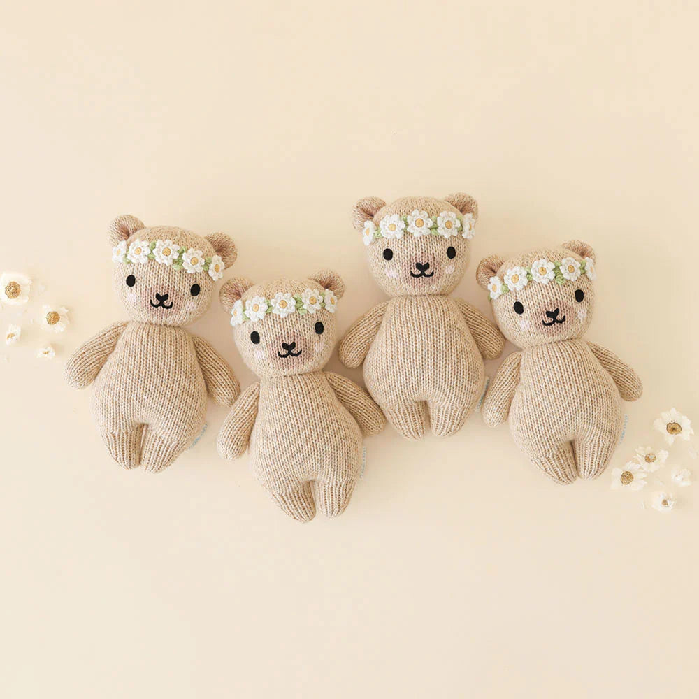 Baby honey bear (ivory floral) - Cuddle+Kind Baby Animal Collection