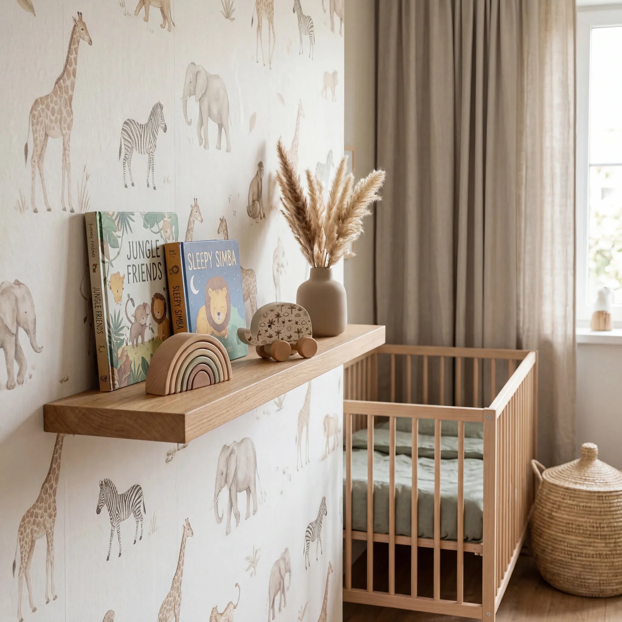 Handmade Wooden Elephant Toy on Wheels – Daisy & Safari Nursery Toy